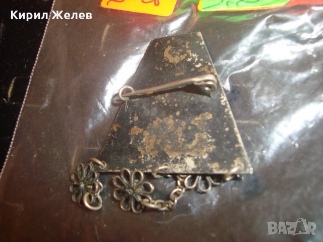 ВЪЗРОЖДЕНСКИ НАКИТ БИЖУ ФИЛИГРАН БРОНЗ с ТЮРКОАЗ ПОСРЕБРЕНА БРОШКА 11873, снимка 4 - Антикварни и старинни предмети - 30523552