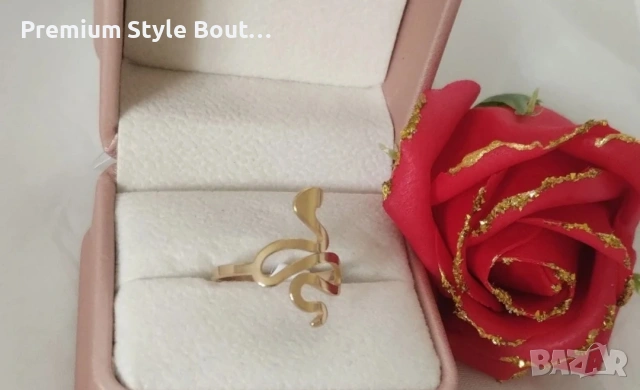 Хубав дамски златист пръстен тип змия от медицинска стомана, снимка 2 - Пръстени - 53898805