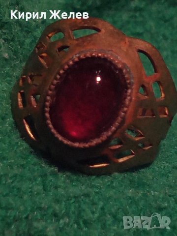 РЕТРО БРОНЗОВ ПРЪСТЕН с ЧЕРВЕН КАМЪК КАТАЛИН 10941, снимка 4 - Пръстени - 30305361