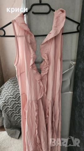 Дамска дълга рокля H&M цвят праскова размер 36, снимка 4 - Рокли - 54056943