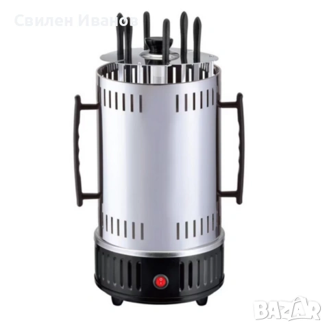 Електрическа скара за барбекю с 6 вертикални шиша – 1000W, автоматично въртене, без дим, снимка 5 - Скари - 54353797