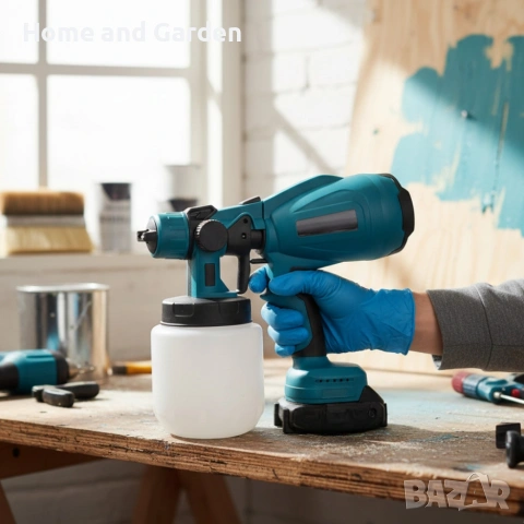 Акумулаторен и безжичен пистолет за боядисване с 2 батерии 21V, снимка 4 - Други - 54027936