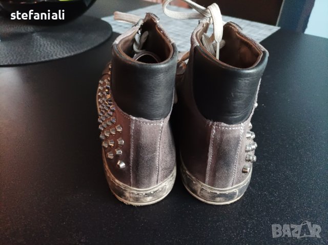 Сиви боти естествена кожа, снимка 4 - Дамски боти - 38357329