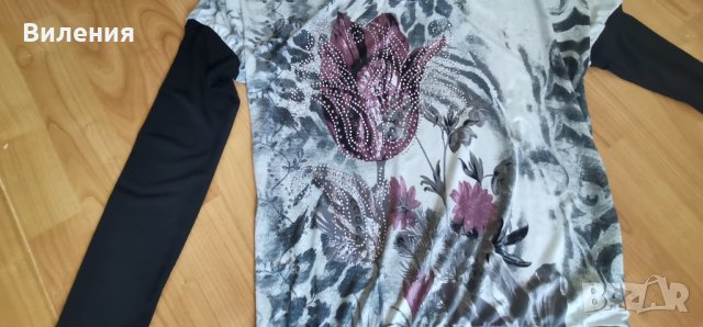 Красива блуза с декорация от камъчета, материя с ликра, снимка 7 - Блузи с дълъг ръкав и пуловери - 33816942