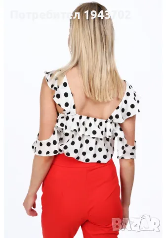 Дамска блуза с ефектни ръкави в цвят крем MP28805, снимка 2 - Корсети, бюстиета, топове - 48119076