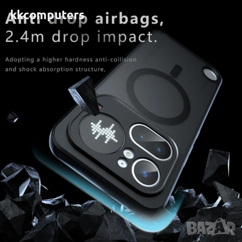 Магнитен Матов Калъф за Nothing Phone (4a) Pro - TPU+PC, 2.4m Airbag, 0.5mm защита, Черен, снимка 6 - Калъфи, кейсове - 54250504