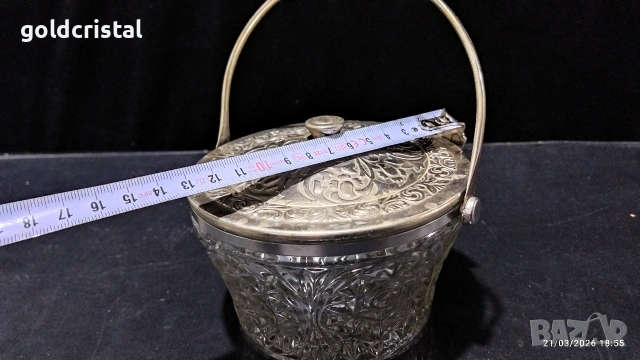 стара руска захарница с метален капак, снимка 4 - Антикварни и старинни предмети - 53932904