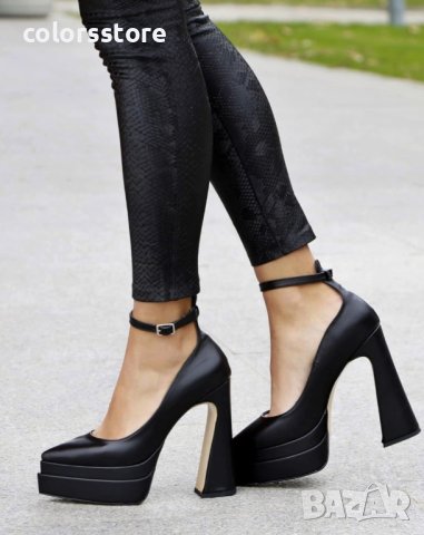 Обувки на ток - черна кожа - VT2, снимка 2 - Дамски обувки на ток - 44471608