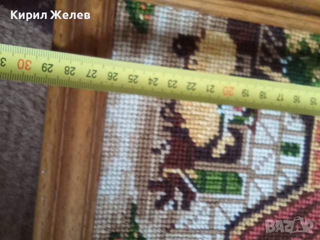 СТАР ГОБЛЕН СЕЛСКА КЪЩА ГЕРМАНИЯ ПАСТОРАЛЕН СЕЛСКИ ПЕЙЗАЖ в ДЪРВЕНА РАМКА 30915, снимка 2 - Гоблени - 37791331