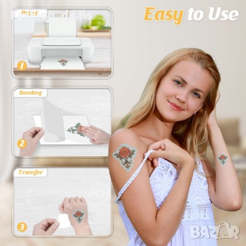 Нов комплект 7 листа A4 за печат на татуировки лазерен принтер трансфер, снимка 2 - Други - 38392822