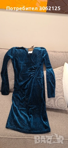 Блестяща преливаща ежедневна,официална рокля в синьо-зелен цвят с ламе , снимка 6 - Рокли - 54068947