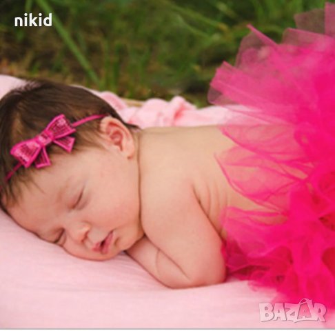 Червена циклама прасковена туту пола поличка и лента с пандела за глава за бебе фотосесия фото декор, снимка 2 - Други - 31199748