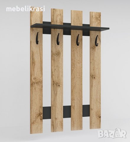 Модулно портманто Денвър Конфигурация 3 - гардероб, огледало, шкафчета, Дъб вотан / Антрацит, снимка 3 - Портманта - 39789484