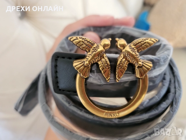 Черен колан по модел на Pinko, снимка 4 - Колани - 51820353