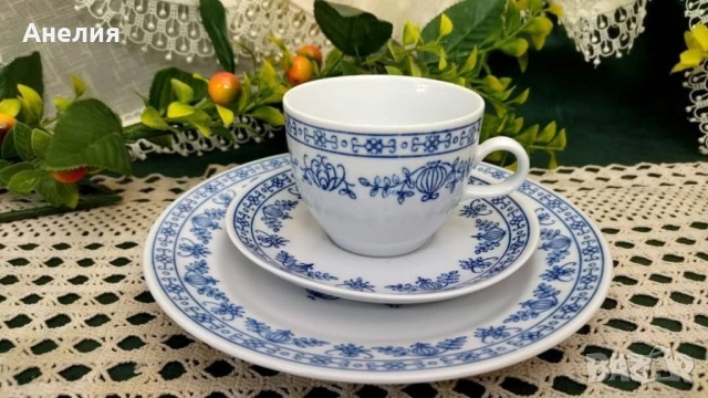 Син лук декор кобалт от ГДР, снимка 4 - Чаши - 51791892