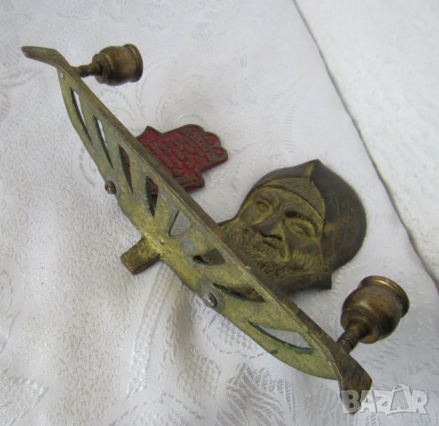 Винтидж свещник за Шабат на равин Баба Сали, юдейски, поднос, еврей, метал бронз антика, снимка 8 - Други ценни предмети - 31942674