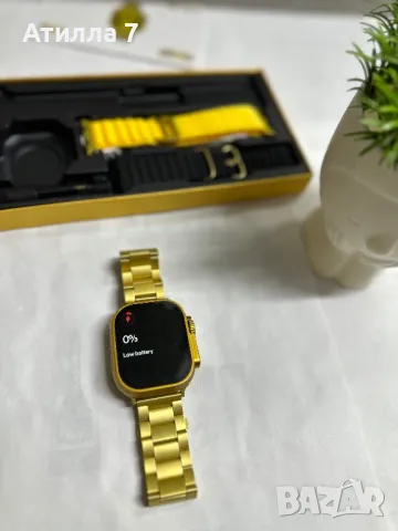 Златист Смарт Часовник G9 Ultra Pro Разговори,Известия,Игри + 3 каишки, снимка 6 - Смарт гривни - 47518982