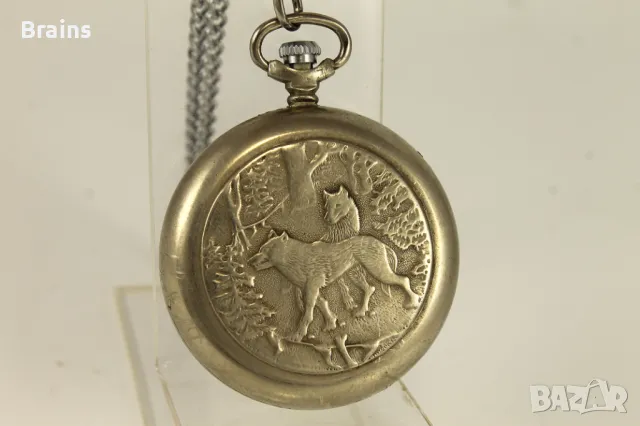 Руски Джобен Часовник Молния С Вълци С Кюстек, снимка 2 - Антикварни и старинни предмети - 49386161