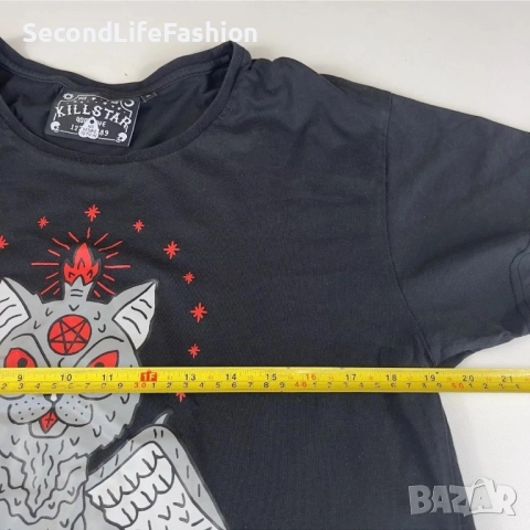 Мъжка тениска Killstar Cat Totem, готически метъл, размер S, уголемена , снимка 4 - Тениски - 52816386