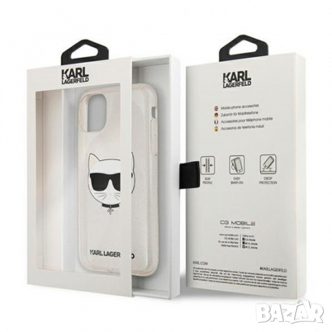 Оригинален калъф гръб кейс Karl Lagerfeld Glitter Choupette - iPhone 11 (6.1), Розов, снимка 5 - Калъфи, кейсове - 36481322