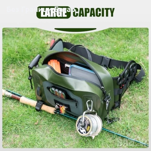 Нова Водоустойчива риболовна чанта 9L капацитет IPX8 с държач за въдица , снимка 6 - Въдици - 51898588