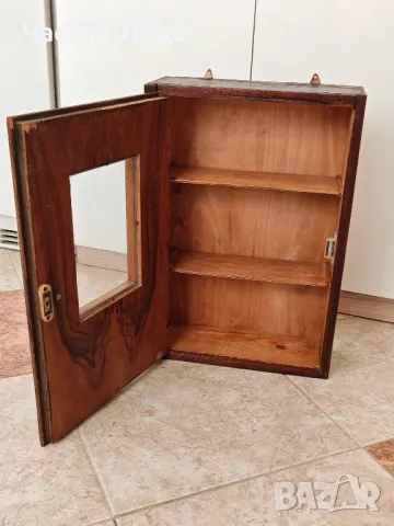 Старинен Стенен Шкаф Шкафче с Етажерки 43/30/14 см., снимка 3 - Антикварни и старинни предмети - 49414997