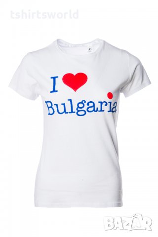 Нова дамска тениска с трансферен печат I LOVE BULGARIA (Аз обичам България), снимка 1 - Тениски - 37731397