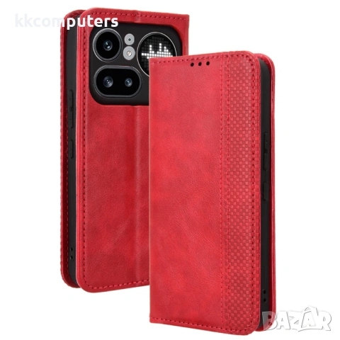 Ретро Кожен Калъф Портфейл за Nothing Phone (4a) Pro - Магнитен, Стойка, Слотове, 4 цвята, снимка 4 - Калъфи, кейсове - 54250236