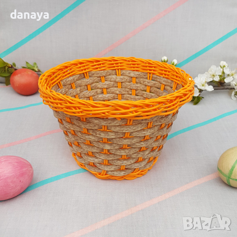 2820 PVC плетен панер за великденски яйца с цветна основа, снимка 11 - Декорация за дома - 36505544