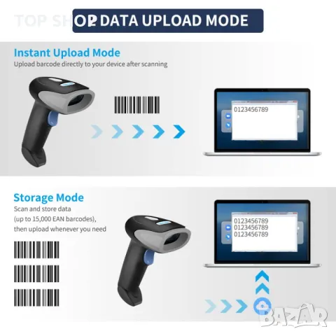 Bluetooth Баркод скенер четец IMHORESE C6150BT - Bluetooth 1D CCD баркод скенер, снимка 6 - Оборудване за магазин - 48938446