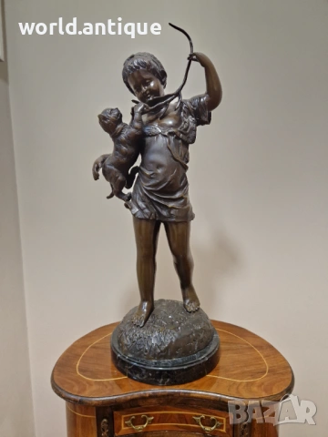 Уникална антикварна бронзова френска фигура статуетка скулптура 