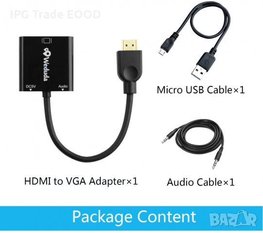 Адаптер / преходник HDMI към VGA с аудио 1080P, снимка 6 - Стойки, 3D очила, аксесоари - 31253262