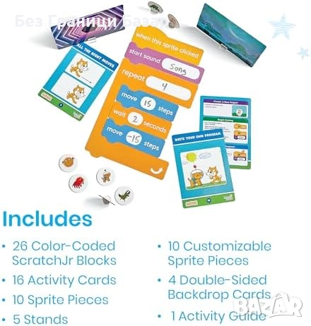 Нов Комплект за програмиране Scratch за деца 8+ – 87 части, 16 задачи, снимка 2 - Образователни игри - 51680831