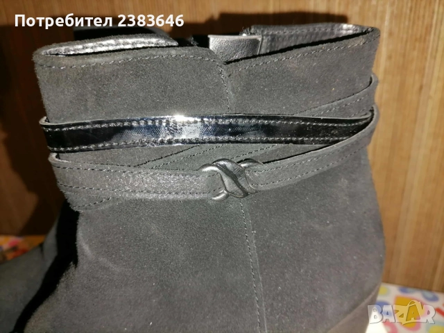 Дамски черни велурени боти на платформа, снимка 4 - Дамски боти - 52422879