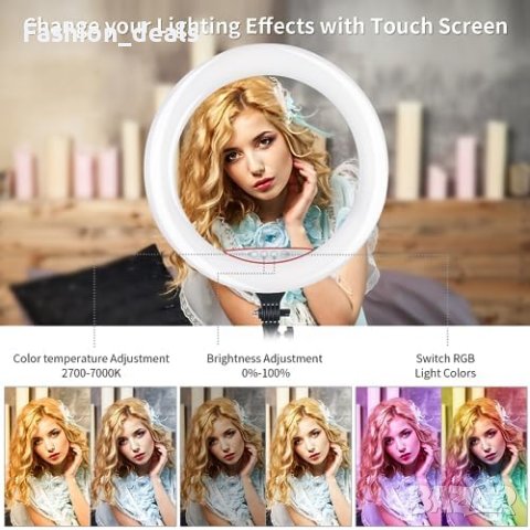 Нов професионална 18 инча LED Ринг Светлина Лампа + Стойка - Идеална за Стрийминг, снимка 6 - Чанти, стативи, аксесоари - 42836568