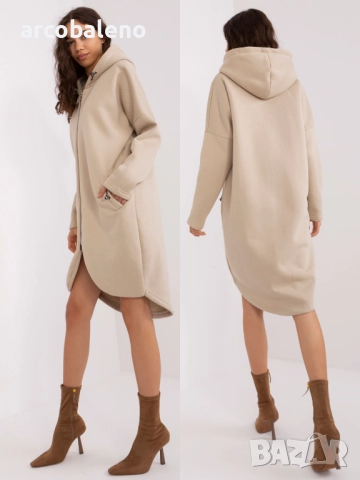 Дамски дълъг преходен суичър с качулка и цип Tina, 5цвята , снимка 10 - Суичъри - 52930895