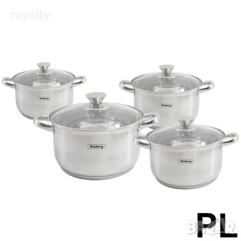Комплект тенджери Rosberg R51210L8 , снимка 2 - Съдове за готвене - 50364764
