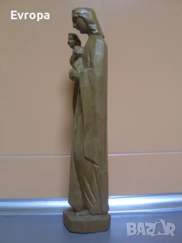 Дървена статуетка, пластика- "Дева с младенец". , снимка 3 - Статуетки - 49476364