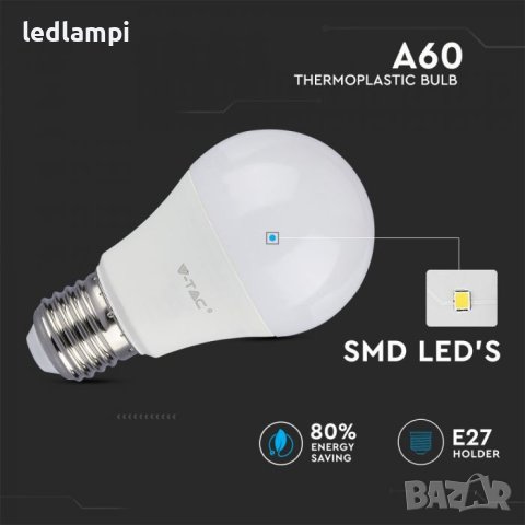 LED лампа 10,5W E27 Термопластик Неутрално Бяла Светлина, снимка 2 - Лед осветление - 15522655