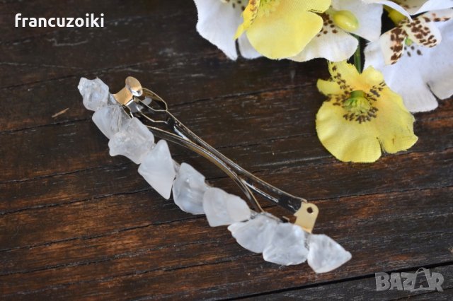 Шнола за коса от матирано стъкло - Бяло, снимка 5 - Аксесоари за коса - 29186990