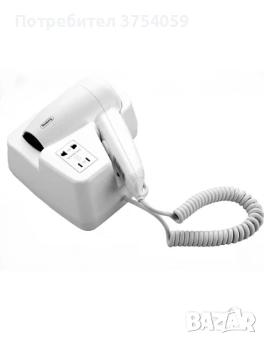 Стенен сешоар за хотели, 1300W, 2 скорости, с изход за самобръсначки, снимка 3 - Сешоари - 51389735