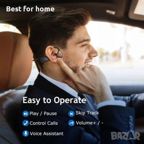 MONODEAL Bone Conduction Слушалки с Микрофон – Bluetooth 5.3, Костна проводимост, Multipoint и Бутон