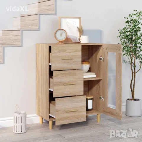 vidaXL Сайдборд, дъб сонома, 69,5x34x90 см, инженерно дърво, снимка 3 - Бюфети - 56148052
