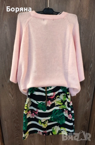 Leger 157 нов с етикет пуловер с къс ръкав в бебешко розово, снимка 7 - Блузи с дълъг ръкав и пуловери - 54080100