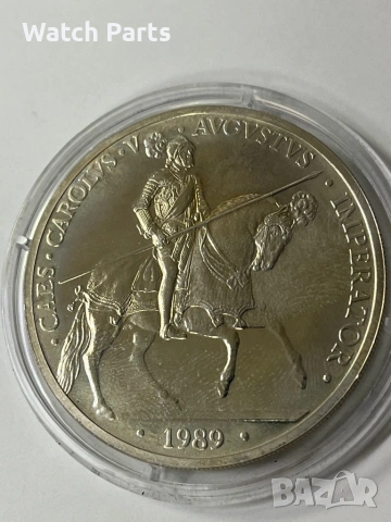 Испания 5 екюта, 1989 г. Чарлз V, снимка 2 - Нумизматика и бонистика - 53122078