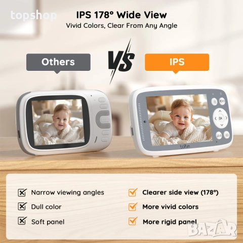 НОВ Бебефон VB616 BOIFUN с камера и нощно виждане, 720P IPS екран, невидимо инфрачервено нощно вижда, снимка 8 - Бебефони - 52083210