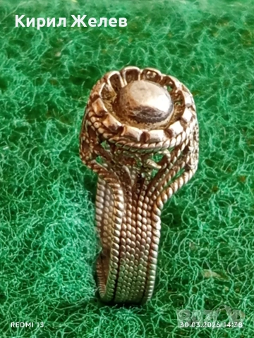 Сребърен пръстен възрожденски стил филигранна изработка гранулация 36901, снимка 6 - Пръстени - 54026786