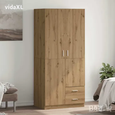 vidaXL Гардероб Artisan Дъб 80x52x180 cm Инженерна дървесина, снимка 2 - Гардероби - 56148241