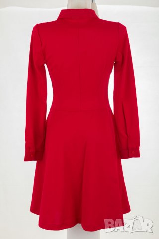 Червена рокля с джобове марка Foggy - S, снимка 3 - Рокли - 31578670
