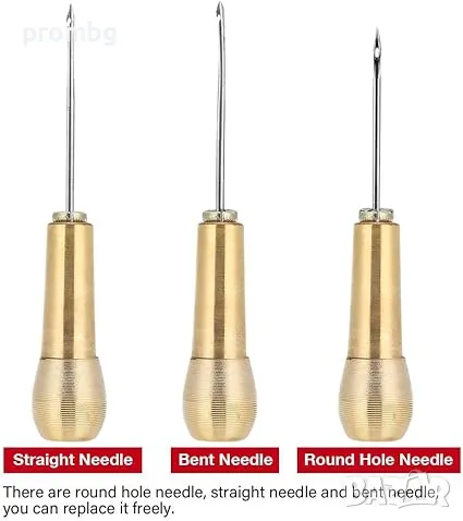Кожарско, сарашко шило с 3 игли за ръчен шев, снимка 8 - Други инструменти - 27570494